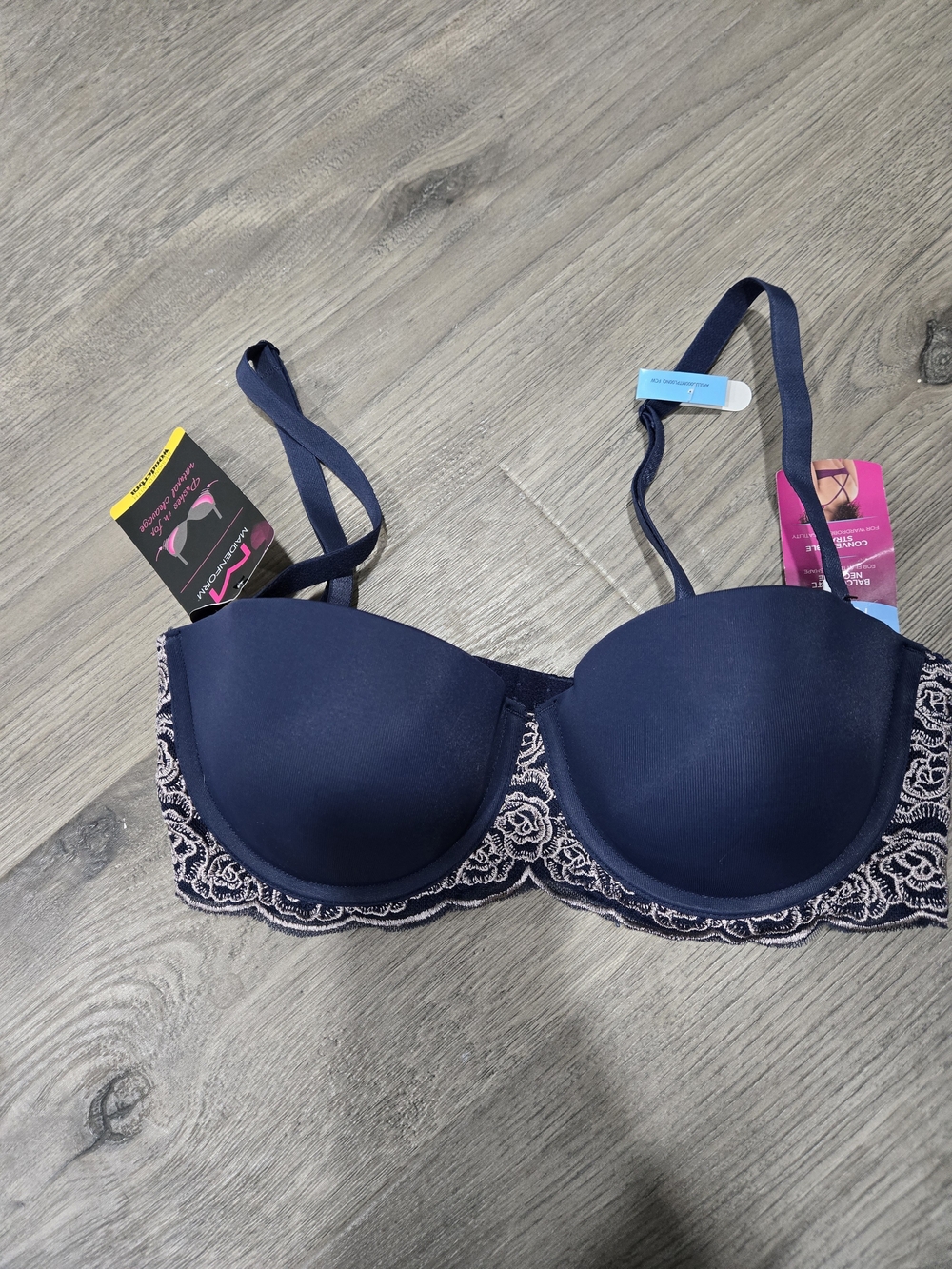 Maidenform Navy Push-Up Bra with Lace Trim